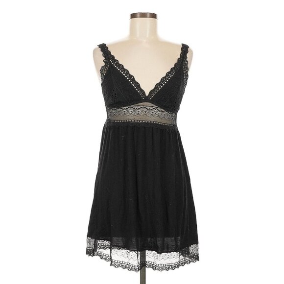 Eberjey Dark Croquette Black Highline Romantic Whimsygoth Babydoll Chemise M - Picture 2 of 7